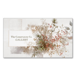 Modern Rustic Winter Berry Botanical Magnetiska Visitkort