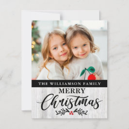 Modern Rustic Wood-familjens fotojulkort Julkort