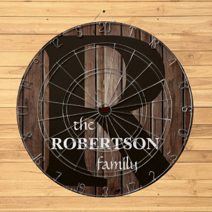 Modern Rustic Wood Family Monogram Darttavla