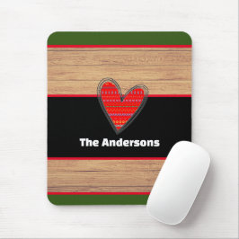 Modern Rustic Wood Heart - eget namn Musmatta