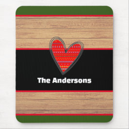 Modern Rustic Wood Heart - eget namn Musmatta