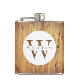 Modern Rustic Wood Monogram Namn + Initial Fickplunta