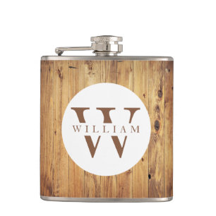 Modern Rustic Wood Monogram Namn + Initial Fickplunta