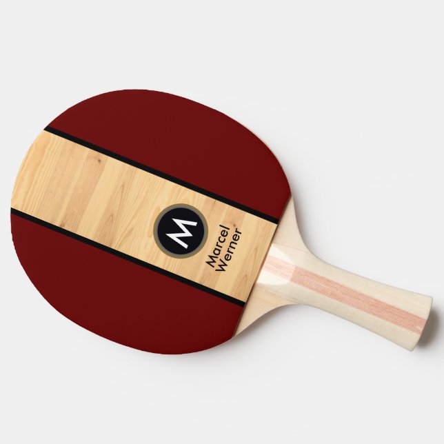 Modern Rustic Wood Monogram Namn Pingisracket (Sidan)