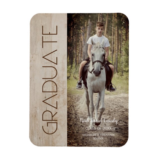 Modern Rustic Wood Photo Unisex Studenten Magnet (Vertikal)