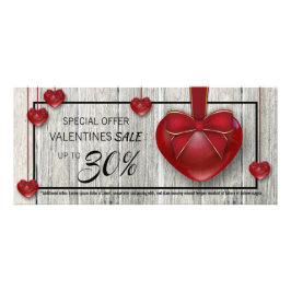 Modern Rustic Wood Valentines Day Hearts Rabatt Reklamkort