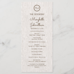 Modern Rustic Woodgrain Bröllop Ceremony-program Program