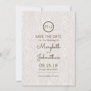 Modern Rustic Woodgrain Bröllop spara datum Card Datumet