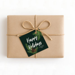 Modern Rustik Akvarell Tallkotte God Jul Gåvor Etiketter