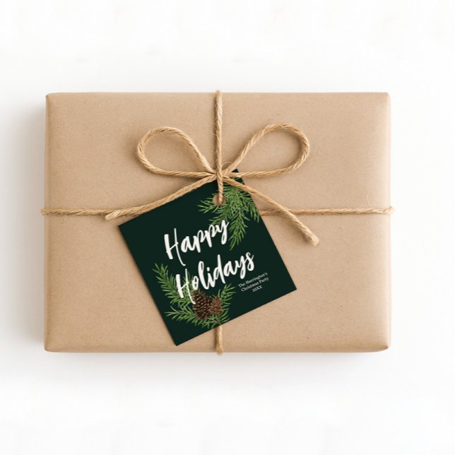 Modern Rustik Akvarell Tallkotte God Jul Gåvor Etiketter (Skapare uppladdad)