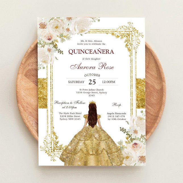 Modern Rustik Blommig Quinceanera Inbjudan (Skapare uppladdad)