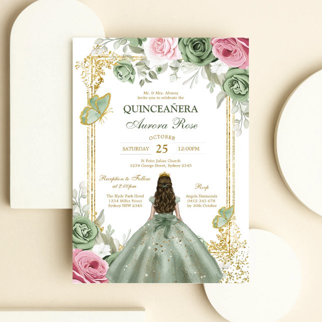 Modern Rustik Blommig Quinceanera Inbjudan (Skapare uppladdad)