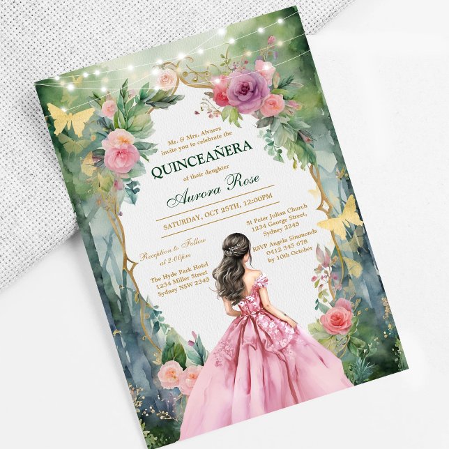 Modern Rustik Blommig Quinceanera Inbjudan (Skapare uppladdad)