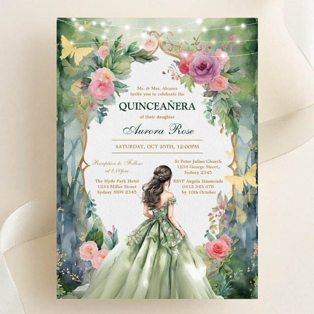 Modern Rustik Blommig Quinceanera Inbjudan (Skapare uppladdad)