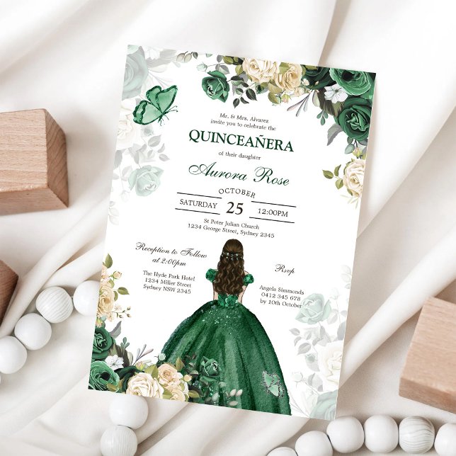 Modern Rustik Blommig Quinceanera Inbjudan (Skapare uppladdad)