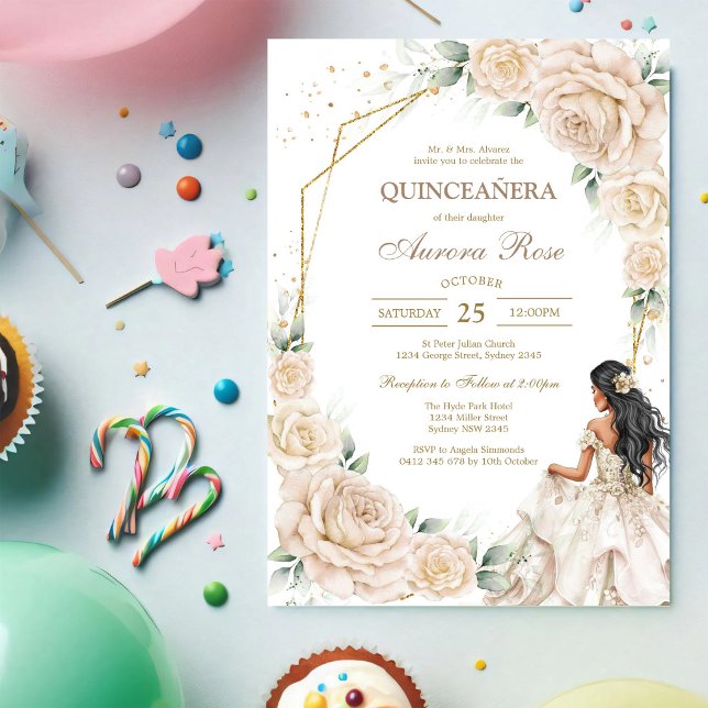 Modern Rustik Blommig Quinceanera Inbjudan (Skapare uppladdad)