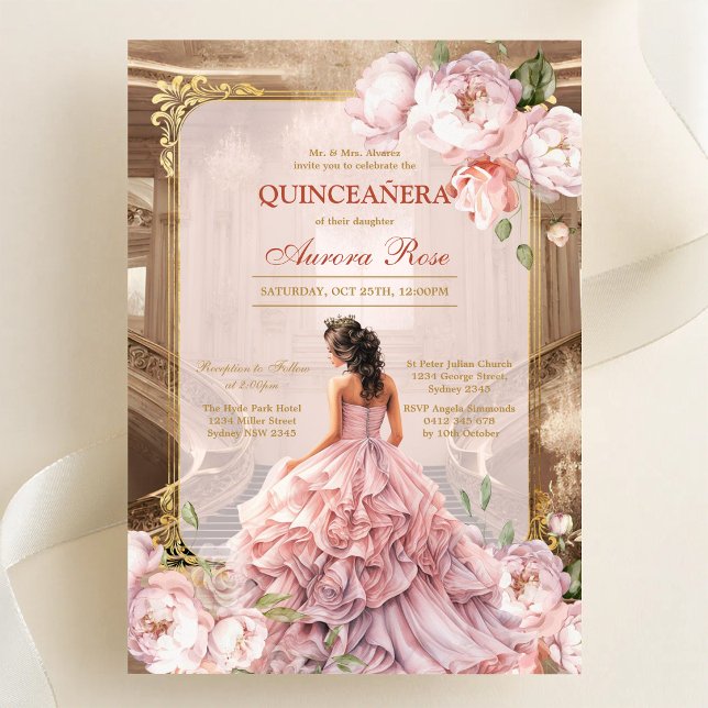Modern Rustik Blommig Quinceanera Inbjudan (Skapare uppladdad)