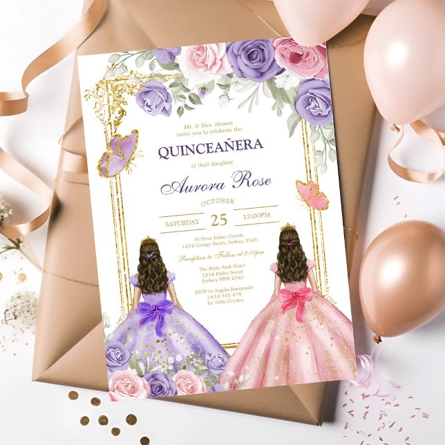 Modern Rustik Blommig Quinceanera Inbjudan (Skapare uppladdad)