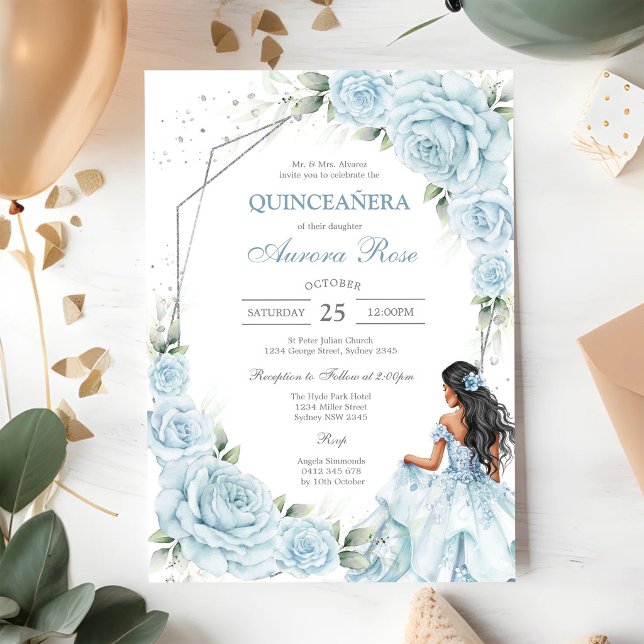 Modern Rustik Blommig Quinceanera Inbjudan (Skapare uppladdad)
