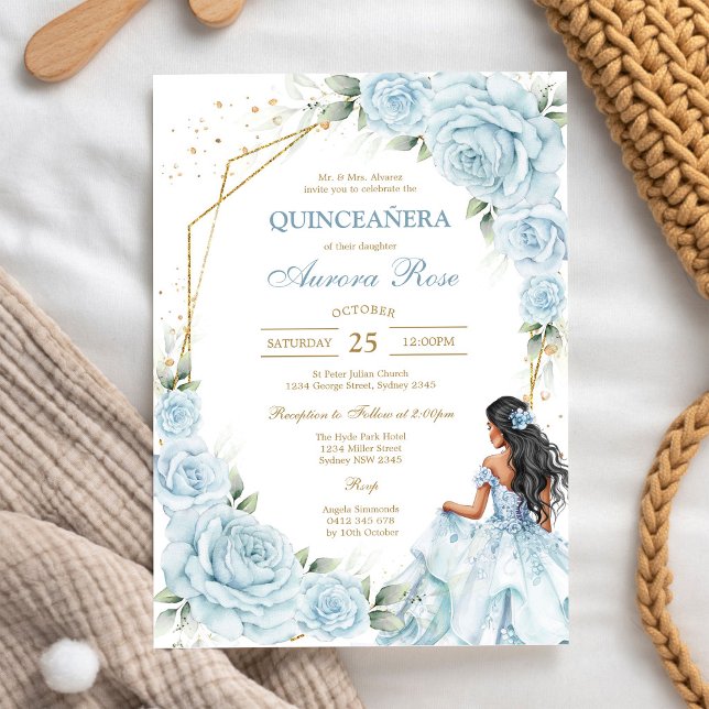 Modern Rustik Blommig Quinceanera Inbjudan (Skapare uppladdad)