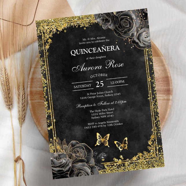 Modern Rustik Blommig Quinceanera Inbjudan (Skapare uppladdad)