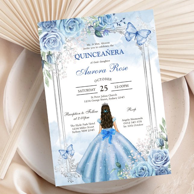 Modern rustik blomsterlig Quinceanera-inbjudan Inbjudningar (Skapare uppladdad)