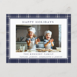 Modern Rustik Blue Play-familjens fotojul P Vykort