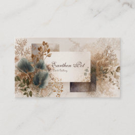 Modern Rustik Boho Abstrakt Botanisk Blå Blad Visitkort