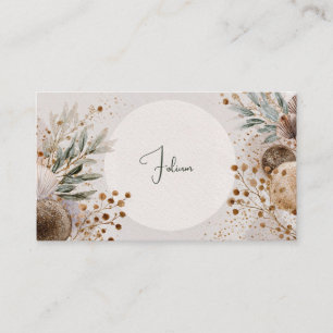 Modern Rustik Boho Jordnära Botanisk Cirkelram Visitkort