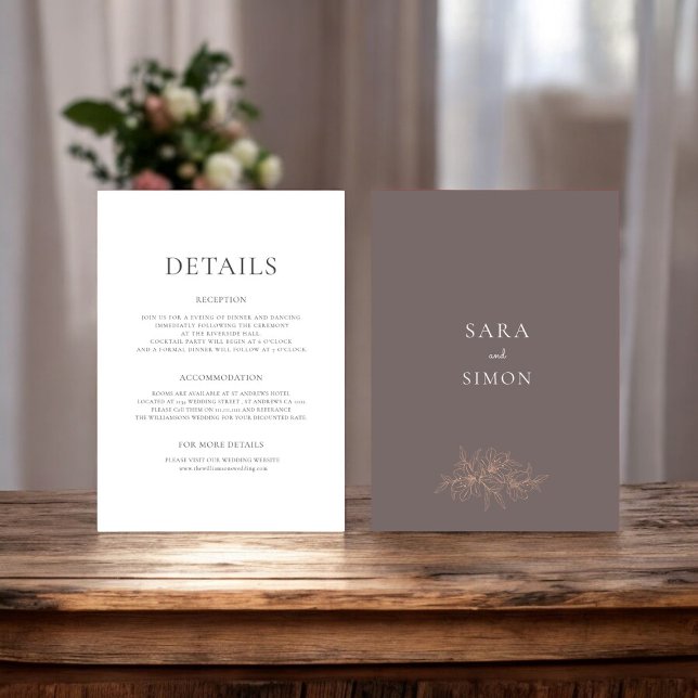 Modern rustik bröllop-information, platt kort (modern rustic earth tones wedding details card )