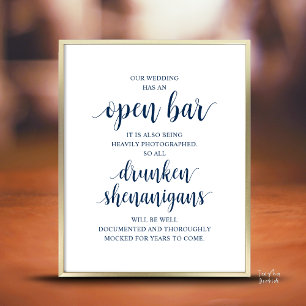 Modern Rustik Bröllops Öppen Bar Berusade Bus Poster
