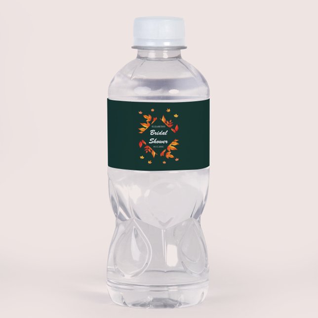 Modern Rustik Bröllopsfest för Bruden med Höstblad Vattenflaskor Etikett (Skapare uppladdad)