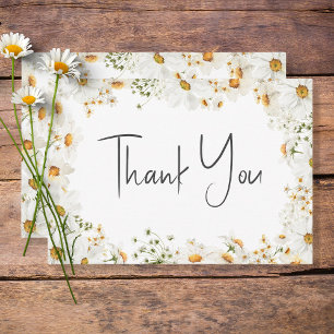 Modern Rustik Daisy Ram Bröllop Tack Kort