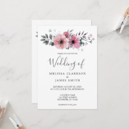 Modern rustik elegant vattenfärgsblommor Bröllop Inbjudningar