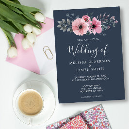 Modern rustik elegant vattenfärgsblommor Bröllop Inbjudningar