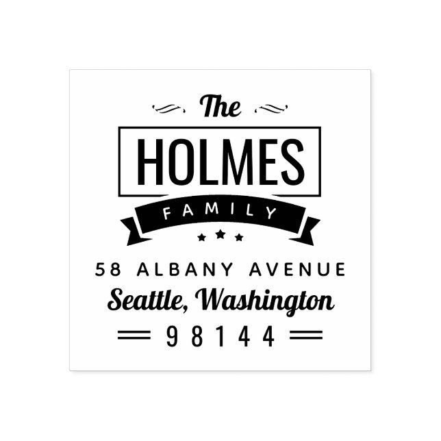 Modern Rustik Family Badge Returadress Frimärke Stämpel (Tryck)