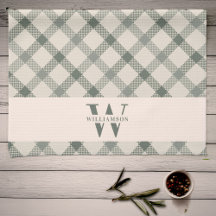 Modern Rustik Family Monogram Grönt Gingham Play