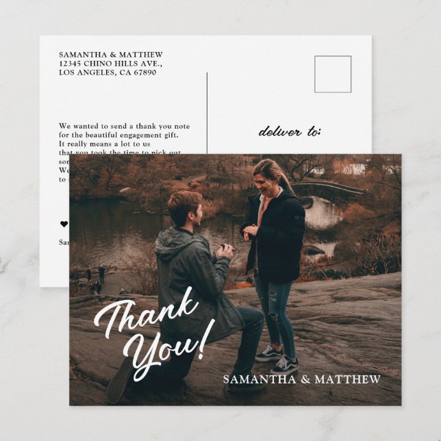 Modern Rustik Förlovningsfest Tack Vykort (Fram/baksida)