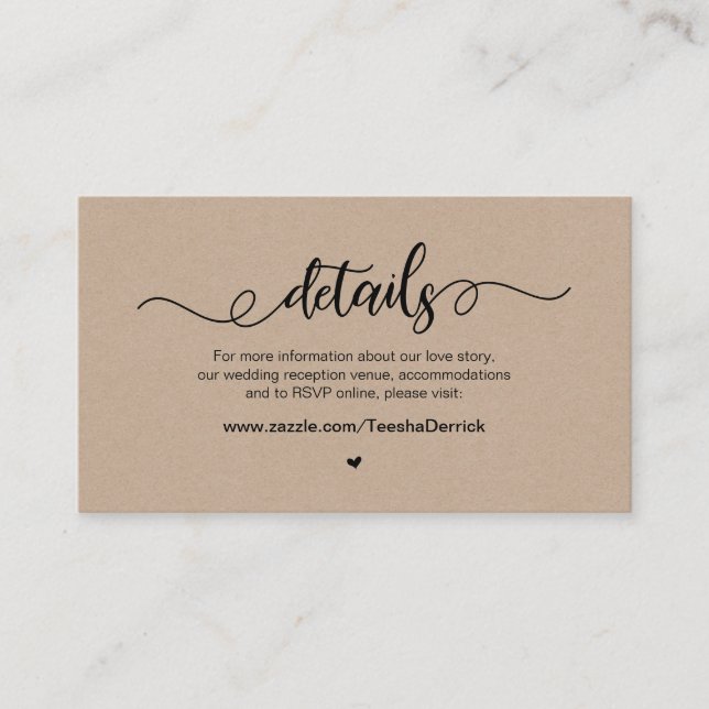 Modern Rustik Gård, Svart, Kraft, Bröllopsdetaljer Tilläggskort (Framsida)