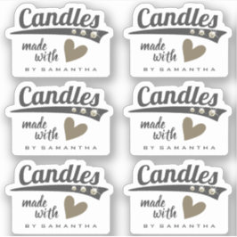 Modern Rustik gjord med Kärlek Brown Heart Candles Klistermärken