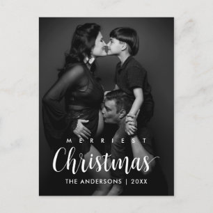 Modern Rustik God Jul Familjefoto Vykort