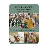 Modern Rustik Grön Save the Date Bröllop 3 Bilder