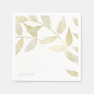 Modern Rustik Guldgul Blad Botanisk Bröllop Pappersservett