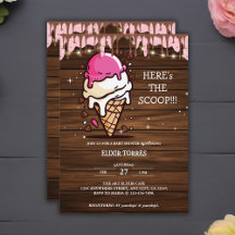 Modern Rustik Isglassskopa Teckning Baby Shower