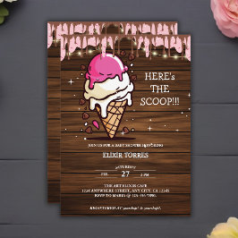 Modern Rustik Isglassskopa Teckning Baby Shower Inbjudningar
