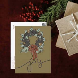 Modern Rustik jul Joy Botanical Wand Helg Vykort