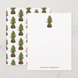 Modern Rustik Julgran Vattenfärg Julfirande Anteckningskort