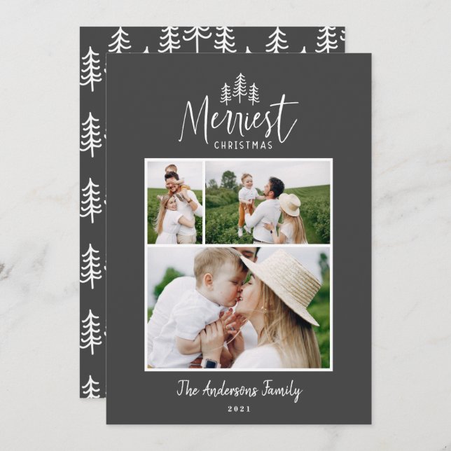 Modern rustik jultomte - multifoto Holida Julkort (Fram/baksida)