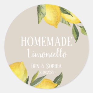 Modern Rustik Lemons Hemmagjord Limoncello Runt Klistermärke