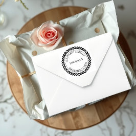 Modern rustik löv runt familjen namn självfärgande stämpel